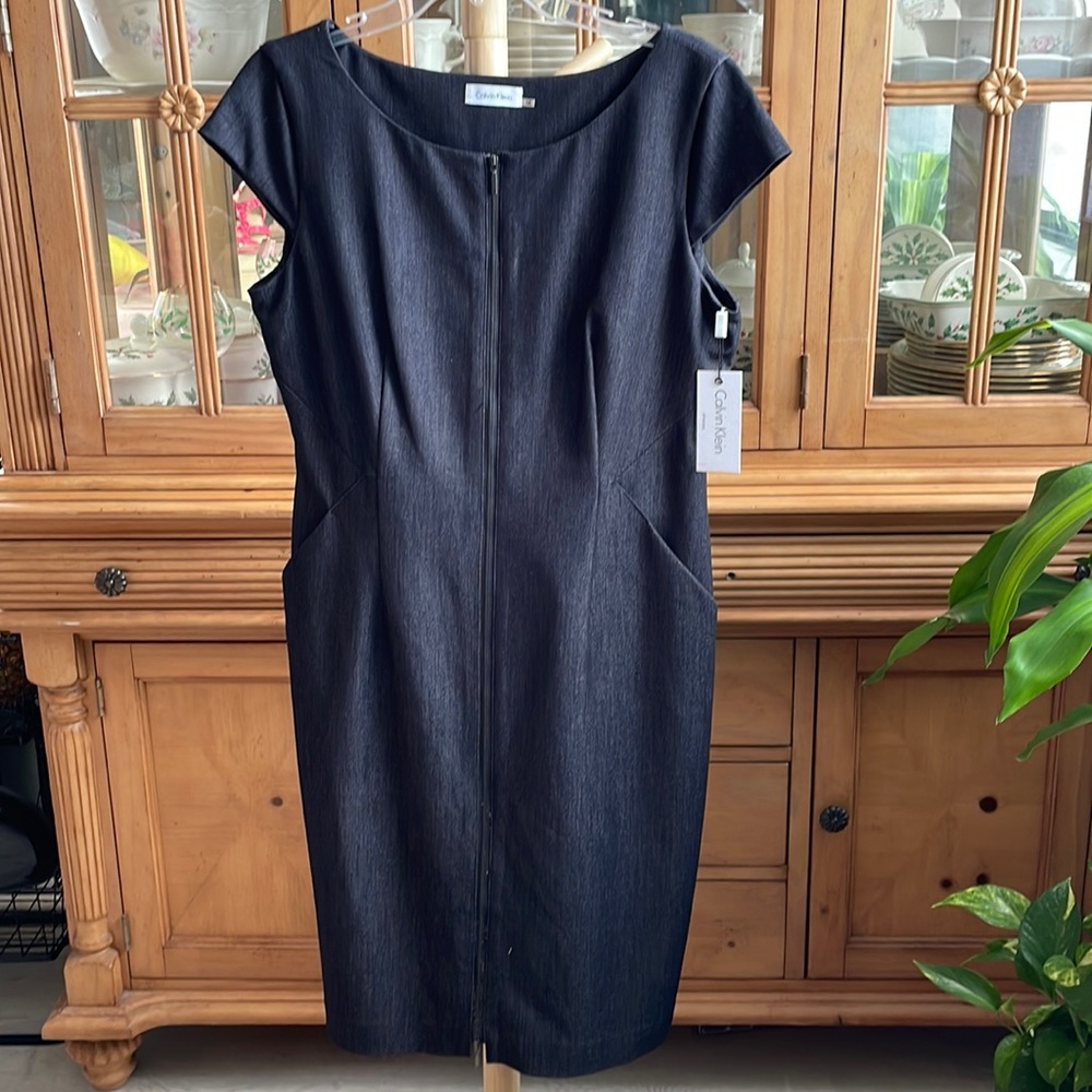 New Calvin Klein Dress, Black ,Size 12,75%Polyester. MSRP $120.Price $60